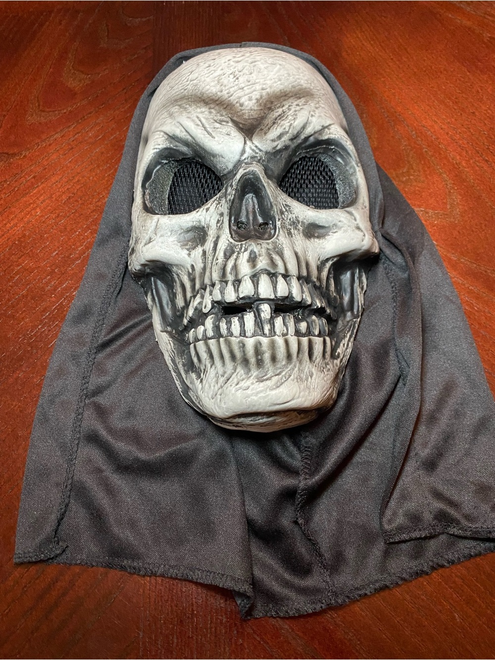 Adult Grim Reaper Halloween Mask with Black Hood